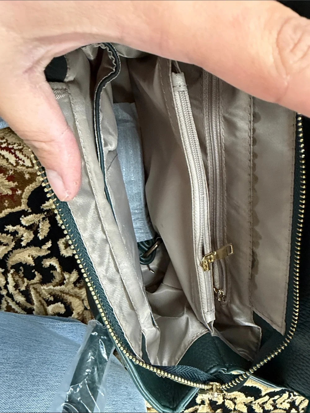 Classic Pebbled Handbag in Dark Green